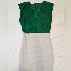 Express Women's Dress in Green and Gray
